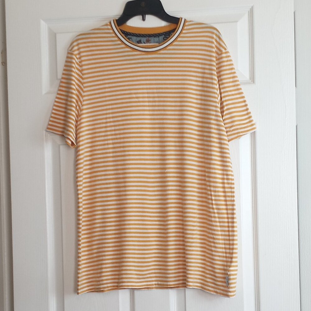 Ted Baker Yellow White Striped Short Sleeve Tshirt